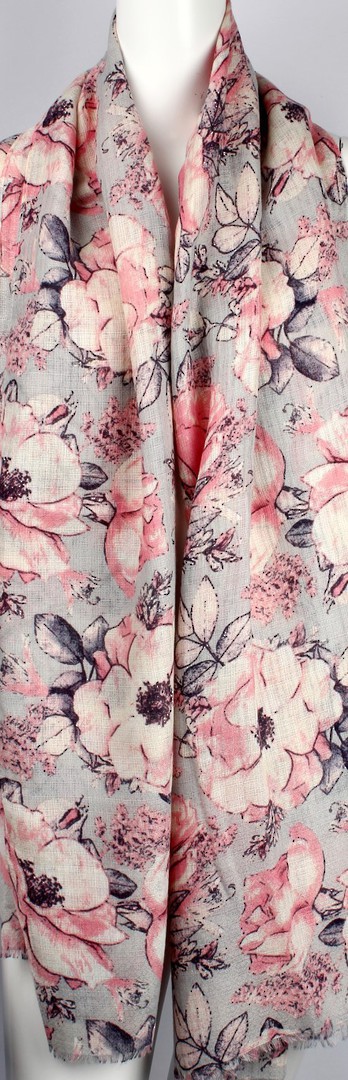 Alice & Lily printed viscose autunm/winter weight scarf floral pink Style:SC/4591/PNK image 0